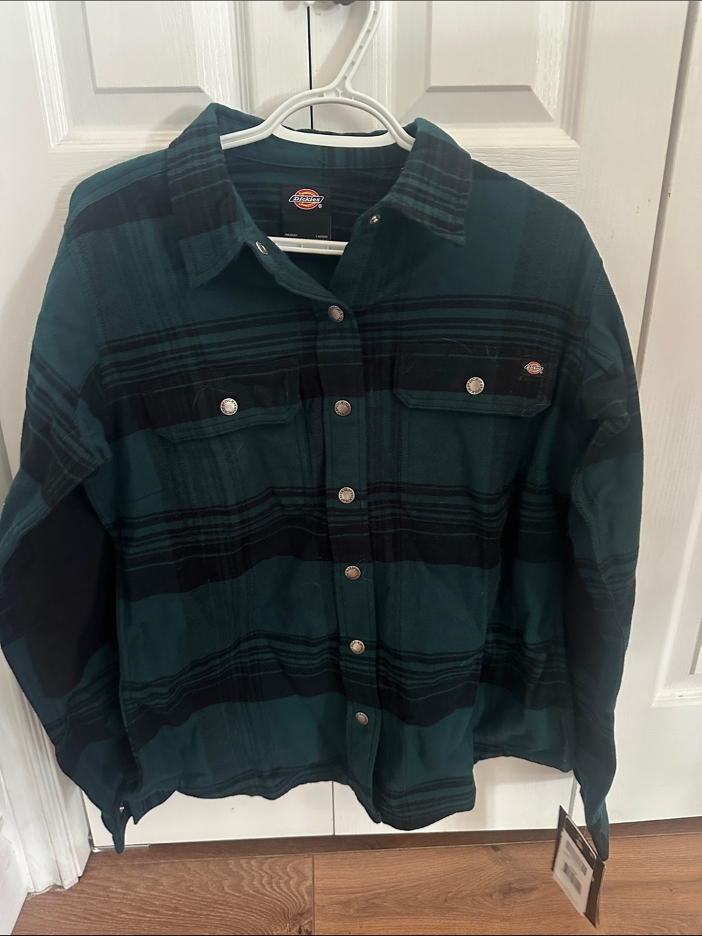 Dickies Dark Green and Black Plaid Work Shirt Jacket